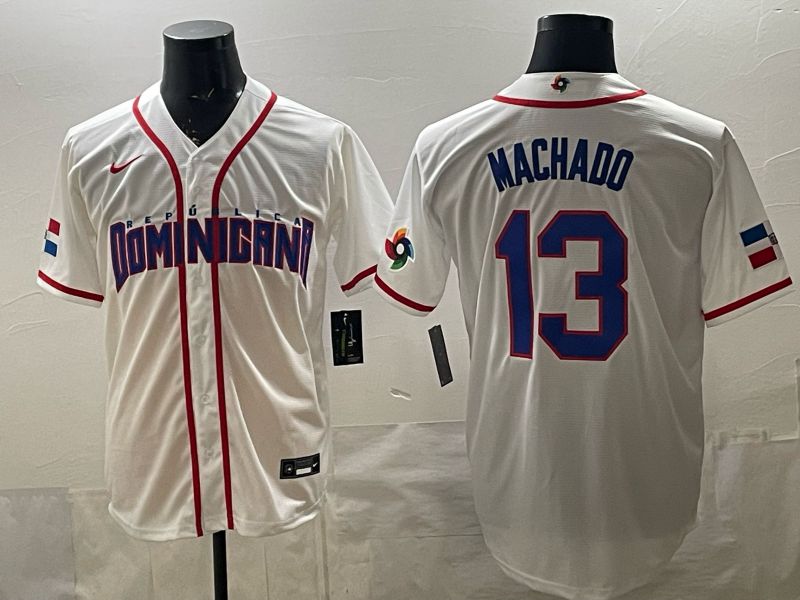 Men 2026 World Cub #13 Machado White Game Nike MLB Jersey style 007